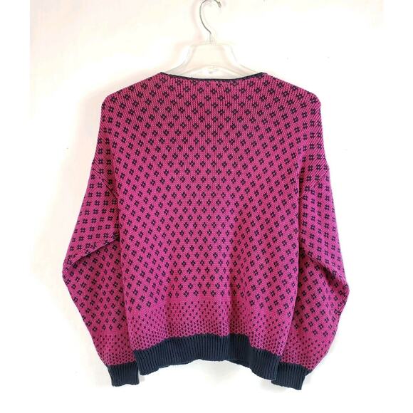 Vtg Bonnie Noble SIZE S / M Abstract Cozy Grandma Floral Button Down Sweater - Picture 4 of 10